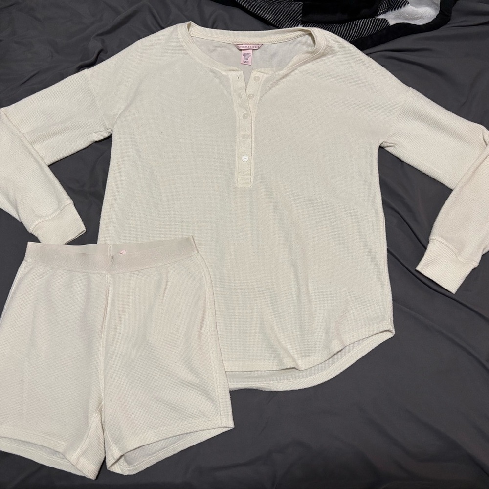 Cozy Cream Victoria Secret Pajama Set